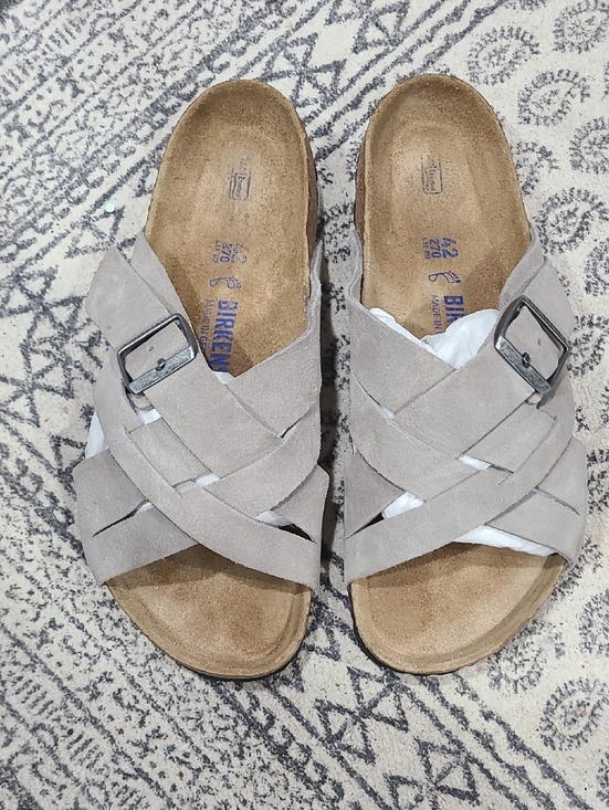 Birkenstock Other - Birkenstock Men's Taupe Crisscross Suede Slide Sandals. **Lightly used!!